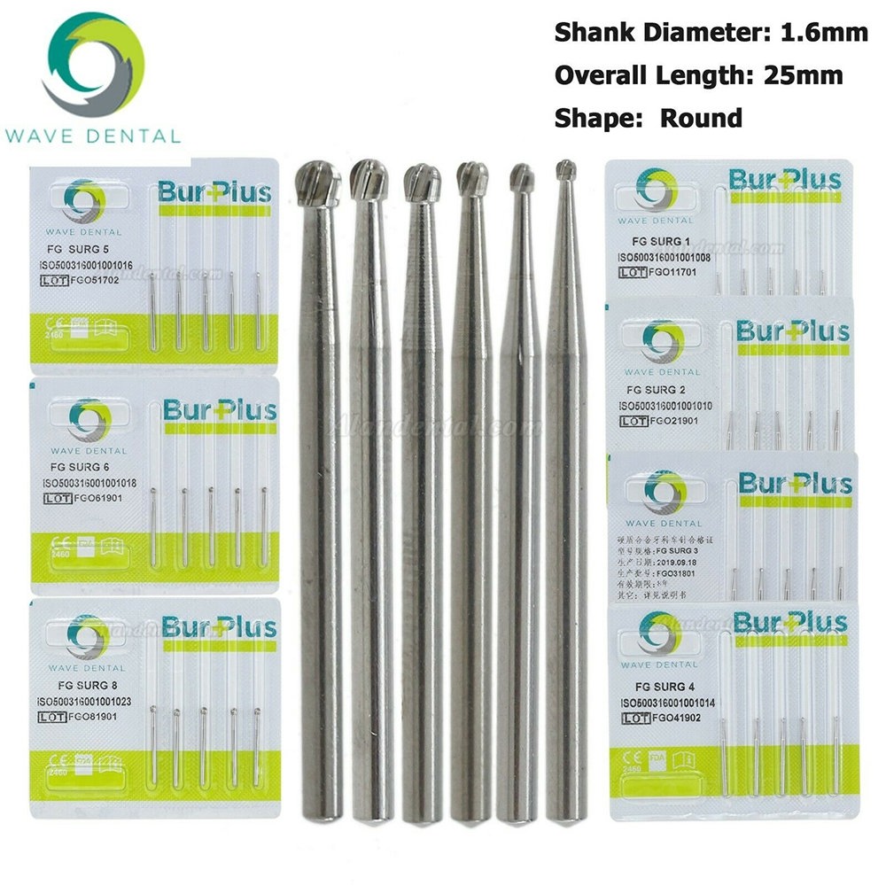 10Pcs FG Surgical Length 1 2 4 5 6 8 Burs Dental Friction Grip Shank Carbide Surgical Bur